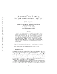50 Years of Finite Geometry, The" Geometries Over Finite Rings" Part