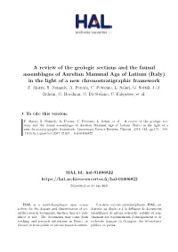 A Review of the Geologic Sections and the Faunal Assemblages of Aurelian Mammal Age of Latium (Italy) in the Light of a New Chronostratigraphic Framework F