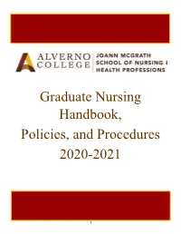 Graduate Nursing Handbook, Policies, and Procedures 2020-2021