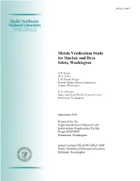 Metals Verification Study for Sinclair and Dyes Inlets, Washington