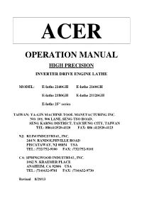 Operation Manual High Precision Inverter Drive Engine Lathe