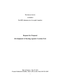 Request for Proposal Development of Meeting Agenda Creation Tool