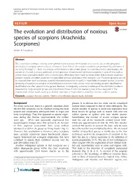 The Evolution and Distribution of Noxious Species of Scorpions (Arachnida: Scorpiones) Wilson R