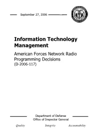 American Forces Network Radio Programming Decisions (D-2006-117)