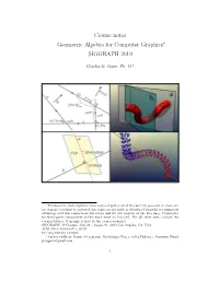 Course Notes Geometric Algebra for Computer Graphics∗ SIGGRAPH 2019