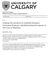 Scoping the Literature for Synthetic Biology's Envisioned Products