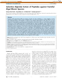 Selective Algicidal Action of Peptides Against Harmful Algal Bloom Species