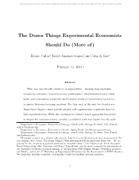 The Dozen Things Experimental Economists Should Do (More Of)