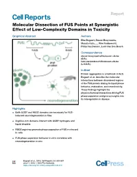 Molecular Dissection of FUS Points at Synergistic Effect of Low-Complexity Domains in Toxicity