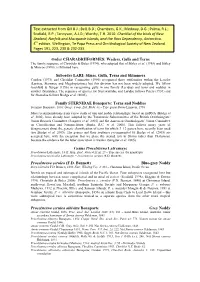 Order CHARADRIIFORMES: Waders, Gulls and Terns Suborder LARI