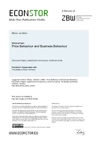 Price Behaviour and Business Behaviour