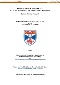 Proof, Rigour & Informality