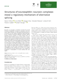 Structures of Neurexophilin–Neurexin Complexes Reveal a Regulatory Mechanism of Alternative Splicing