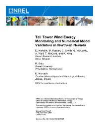 Tall Tower Wind Energy Monitoring and Numerical Model Validation in Northern Nevada D