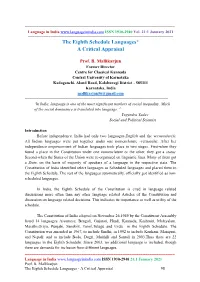 The Eighth Schedule Languages* a Critical Appraisal