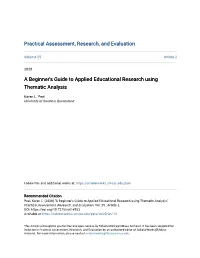 A Beginner's Guide to Applied Educational Research Using Thematic Analysis