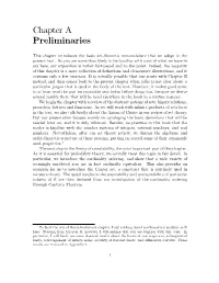 Chapter a Preliminaries