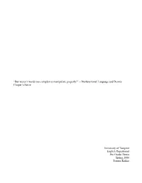 Dysfunctional Language and Dennis Cooper's Satire University