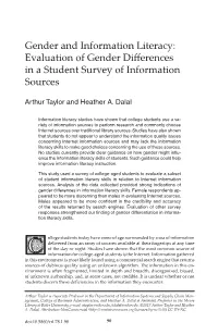 Gender and Information Literacy: Evaluation of Gender Differences in a Student Survey of Information Sources