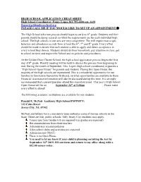 HIGH SCHOOL APPLICATION CHEAT SHEET High School Coordinator: Fanny Lopez 201 795-4400 Ext