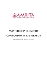 Master of Philosophy Curriculum and Syllabus