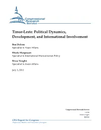 Timor-Leste: Political Dynamics, Development, and International Involvement
