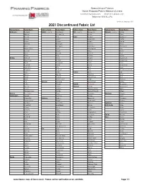 2021 Discontinued Fabric List