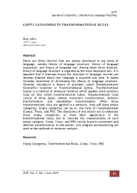 66 EMPTY CATEGORIES in TRANSFORMATIONAL RULES Abstract