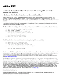 Activision's Modern Warfare® 2 and DJ Hero™ Named 'Best Of' by 2009 Game Critics Awards: Best of E3 2009