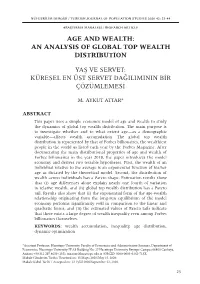 An Analysis of Global Top Wealth Distribution Yaş Ve