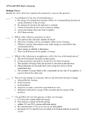 AP Bio Fall 2014 Final Exam Prep Multiple Choice Identify the Choice