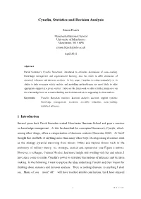Cynefin, Statistics and Decision Analysis