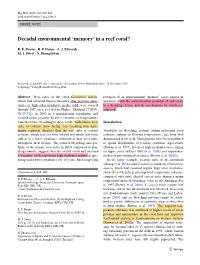 Decadal Environmental 'Memory' in a Reef Coral?