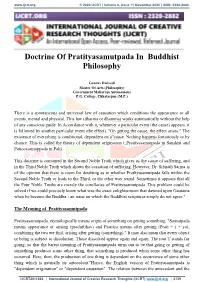 Doctrine of Pratityasamutpada in Buddhist Philosophy