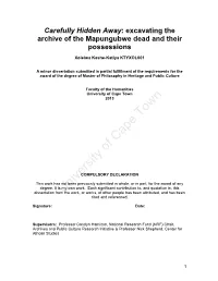 Excavating the Archive of the Mapungubwe Dead and Their Possessions