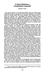 Is Moral Relativism a Constitutional Command?