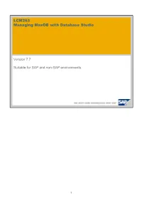 LCM263 Managing Maxdb with Database Studio