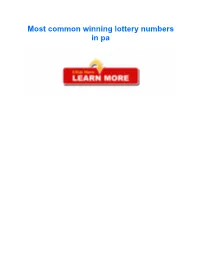 Most Common Winning Lottery Numbers in Pa