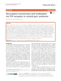 Nociceptive Transmission and Modulation Via P2X Receptors in Central Pain Syndrome Yung-Hui Kuan and Bai-Chuang Shyu*