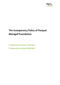 The Transparency Policy of Pasqual Maragall Foundation