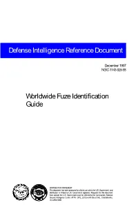 Worldwide Fuze Identification Guide Defense Intelligence Reference