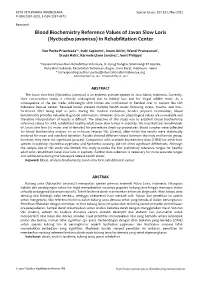 Blood Biochemistry Reference Values of Javan Slow Loris (Nycticebus Javanicus) in Rehabilitation Center