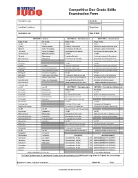 Competitive Dan Grade Skills Examination Form