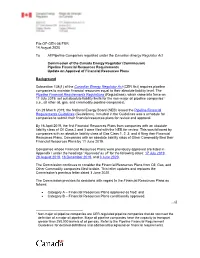 File OF-GEN-06 FRR 14 August 2020 To: All Pipeline Companies