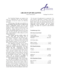GRAM STAIN REAGENTS - for in Vitro Use Only - Catalogue No