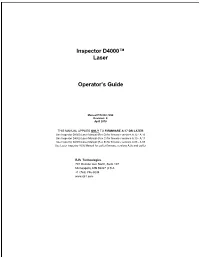 Inspector D4000™ Laser Operator's Guide