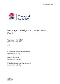 M6 Stage 1 Design and Construction Deed