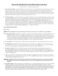 Notes on the Individual Parts of the Holy Sacrifice of the Mass