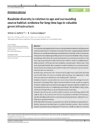 Roadside Diversity in Relation to Age and Surrounding Source Habitat: Evidence for Long Time Lags in Valuable Green Infrastructure