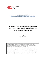 Round 10 Survey Specification for ESS ERIC Member, Observer and Guest Countries